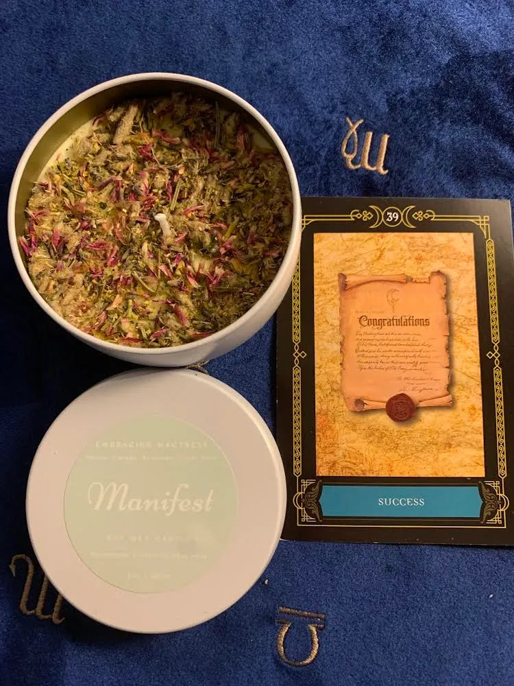 EMBRACING MACTRESS MANIFEST WHITE BLESSING INTENTION CANDLE