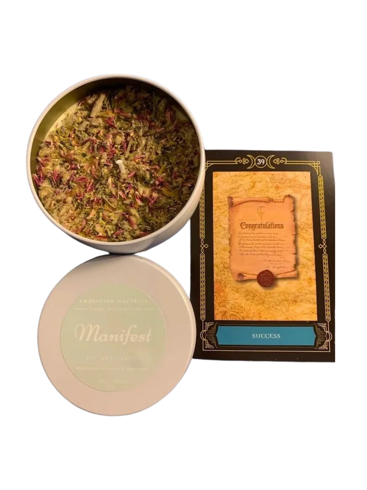 EMBRACING MACTRESS MANIFEST WHITE BLESSING INTENTION CANDLE